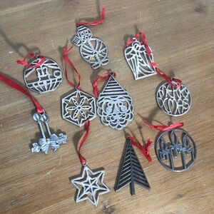 Vintage Lot Of 10 pewter Christmas ornaments